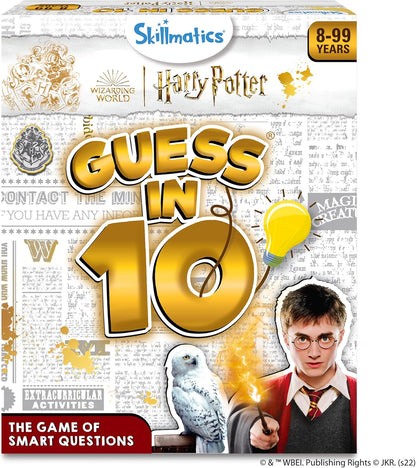 Skillmatics Harry Potter Guess in 10 game box with a young man and owl illustration.