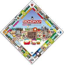 South Park-themed Monopoly board game with colorful design and characters.