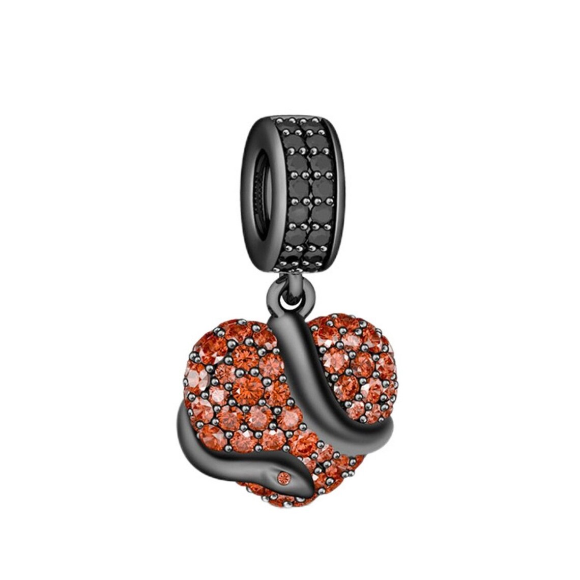 Black and Orange Serpent Heart Charm