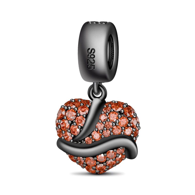 Black and Orange Serpent Heart Charm