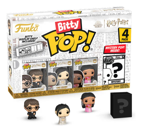Funko Bitty Pop! Harry Potter 4-pack with figures and packaging on a white background