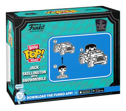 Funko Pop! Bitty Rides packaging with Jack Skellington and snowmobile illustration