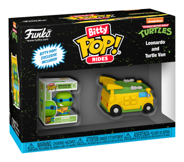 Funko Bitty Pop! Rides packaging with Leonardo figure and turtle van toy