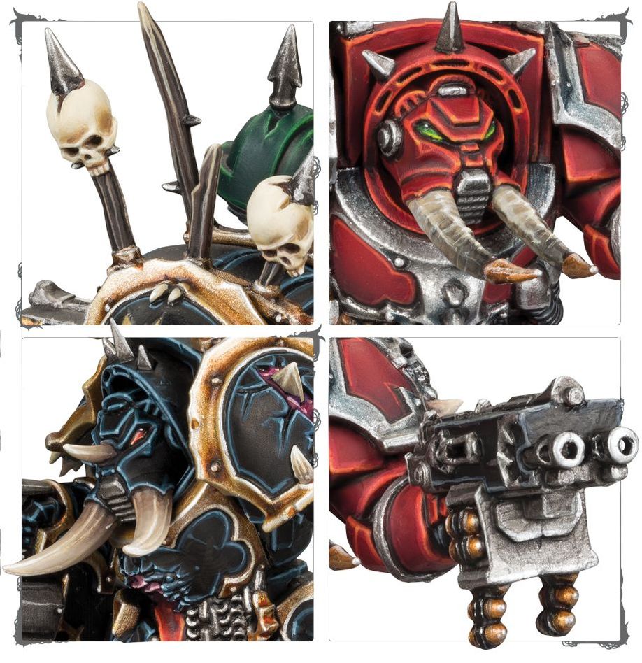 Collage of detailed fantasy warrior figurines with armor and weapons.