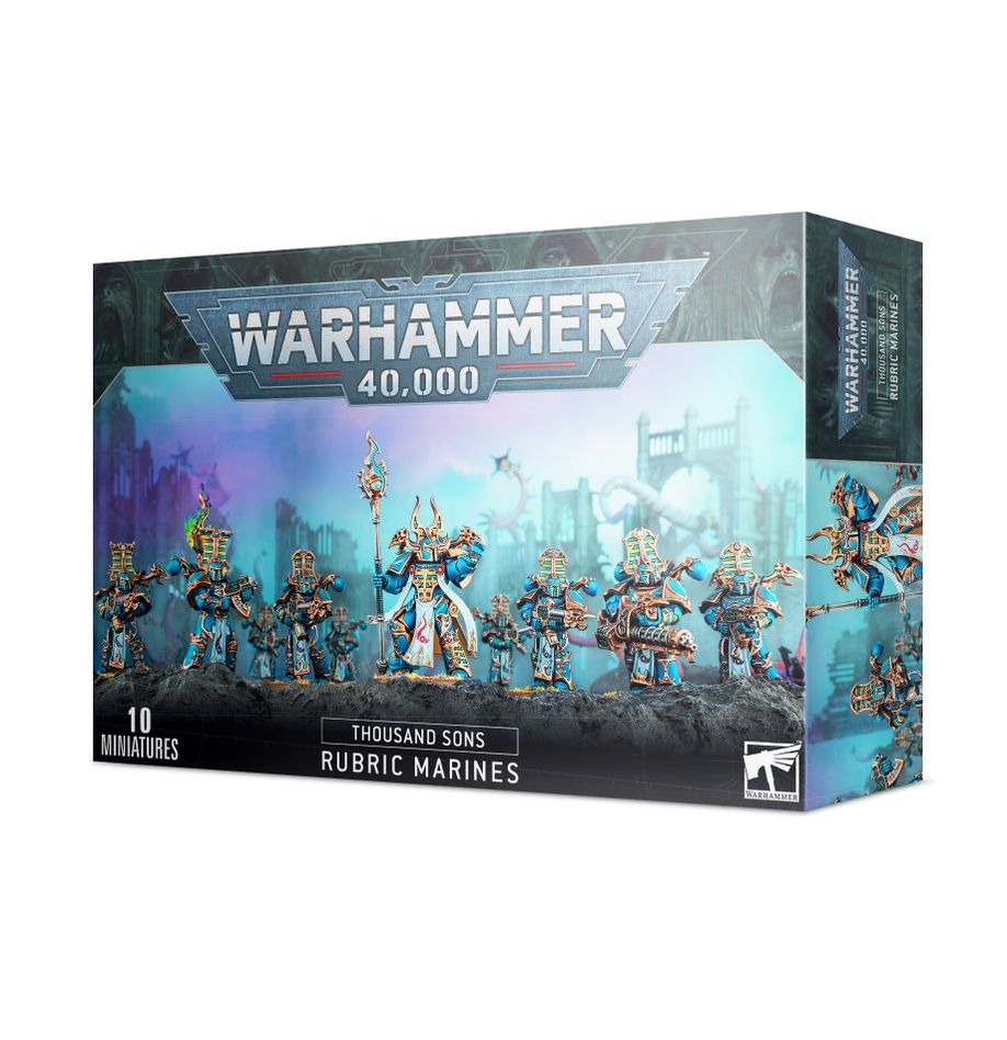 Warhammer 40,000 Thousand Sons Rubric Marines miniatures box on a white background