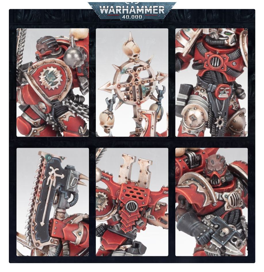 Collection of Warhammer 40,000 model parts and figures displayed in a grid.