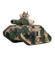 Model tank with a figure on top against a white background
