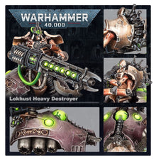 Warhammer 40,000 Lokhust Heavy Destroyer with detailed design and Warhammer logo.
