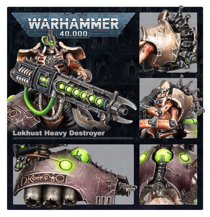 Warhammer 40,000 Lokhust Heavy Destroyer with detailed design and Warhammer logo.