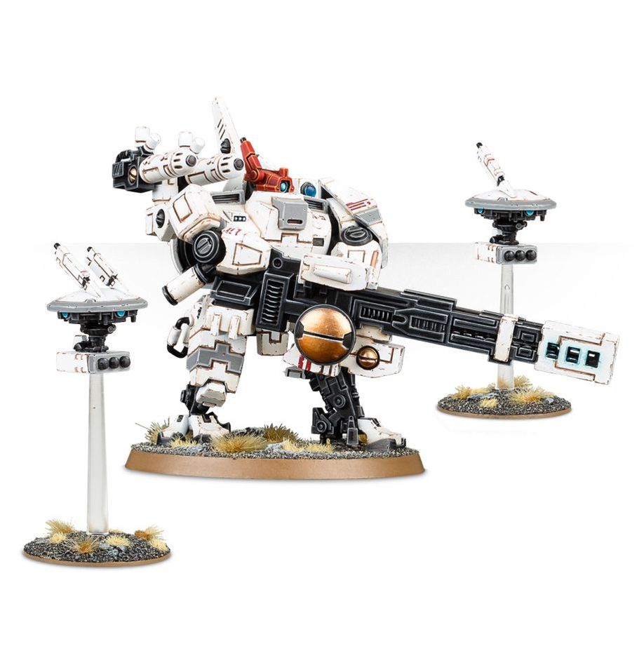 Mechanical figure with a large weapon on a white background