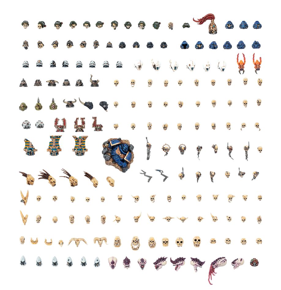 Collection of various small figurines and decorative items on a white background