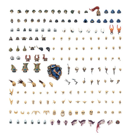Collection of various small figurines and decorative items on a white background