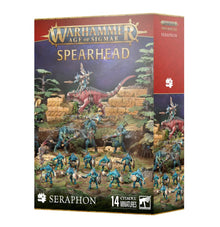 Warhammer Age of Sigmar Spearhead box set with miniatures and artwork on a white background
