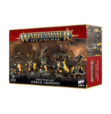Warhammer Age of Sigmar game box featuring Orruk Warclans and Orruk Ardboys on a white background