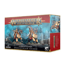 Warhammer Age of Sigmar game box with Dracothian Guard miniatures on a white background