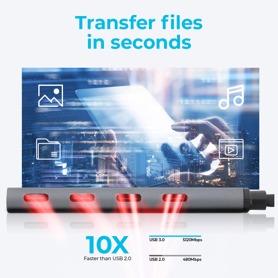 USB-C Multiport Hub to 3x USB-A 3.0 / Gigabit RJ45 - Silver