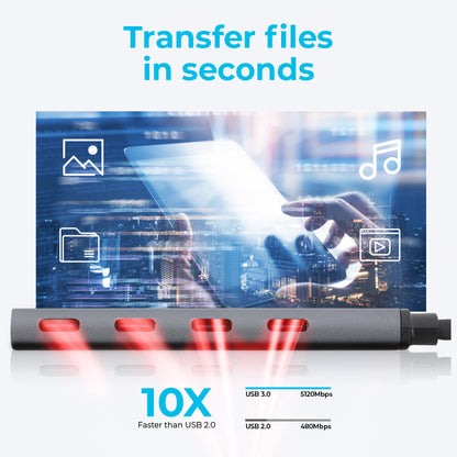 USB-C Multiport Hub to 3x USB-A 3.0 / Gigabit RJ45 - Silver