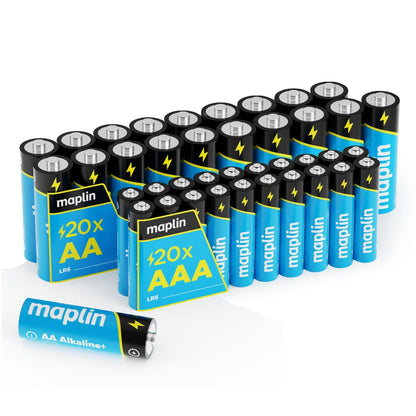 20x AA LR6 / 20x AAA LR03 7 Years Shelf Life 1.5V High Performance Alkaline Batteries