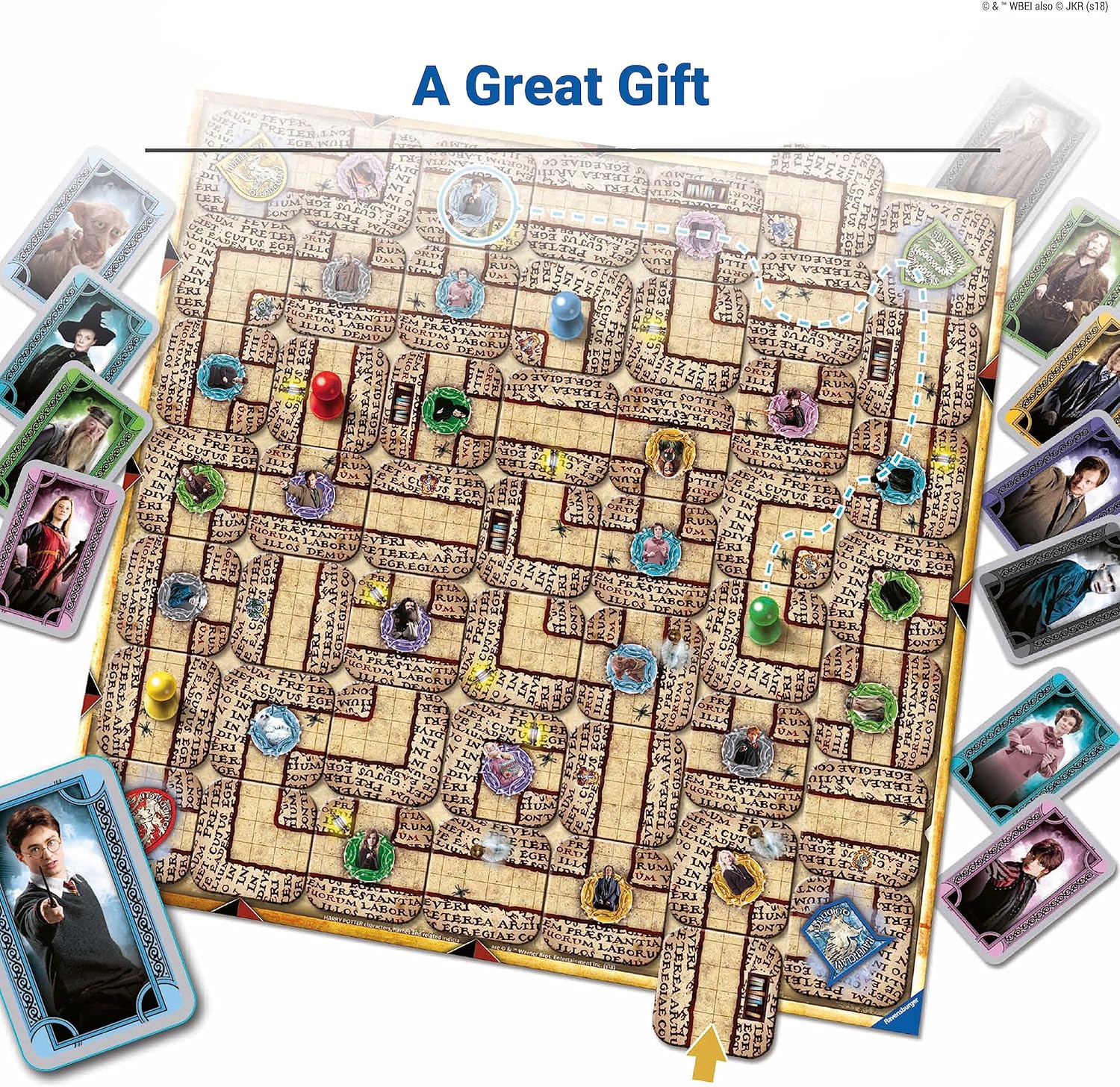 Board game with cards featuring characters, labeled 'A Great Gift'.