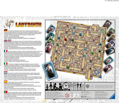 Board game packaging for 'Labyrinth' with labyrinth board and character cards on a white background
