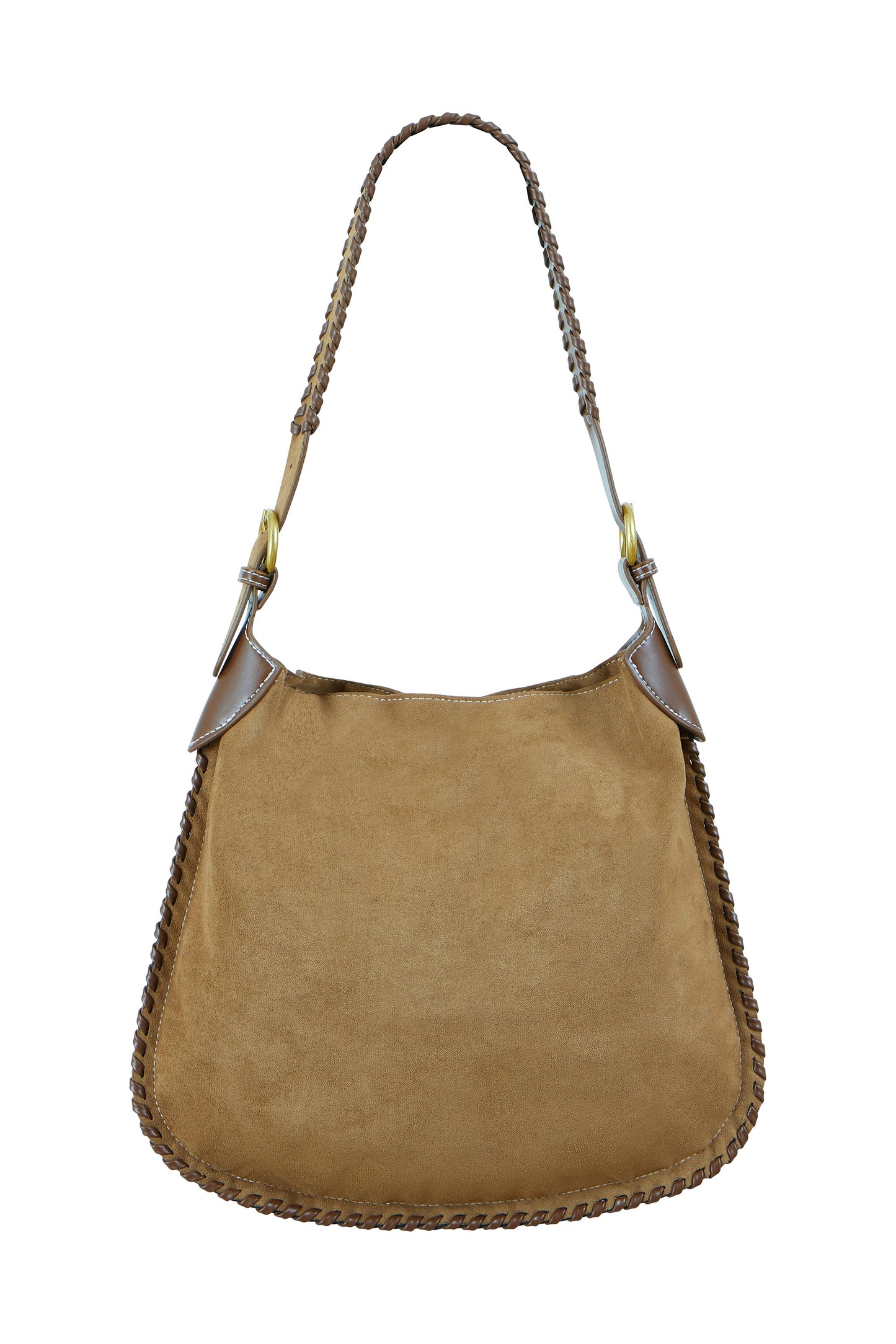 Tan Faux Suede Stitching Detail Bag