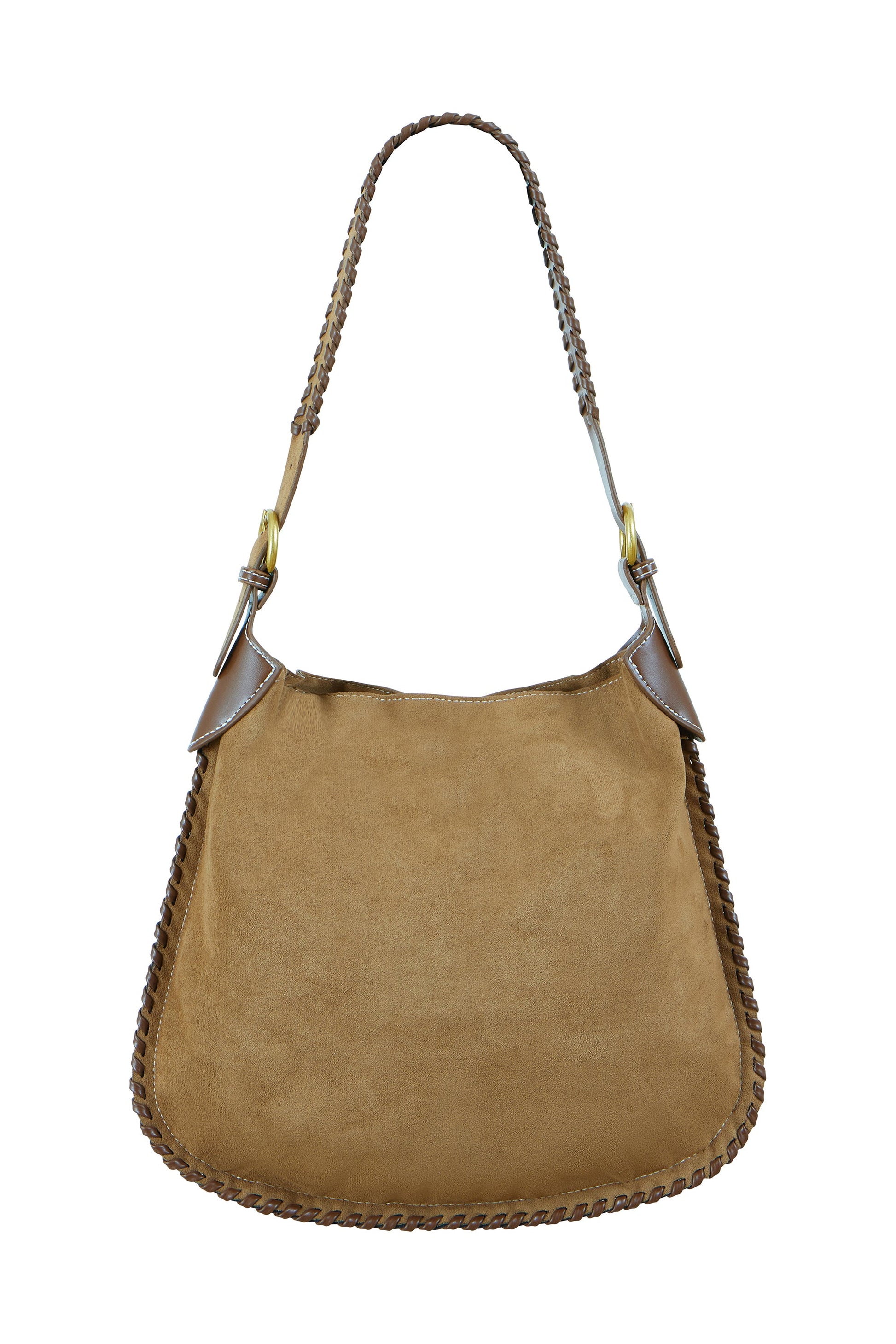 Tan Faux Suede Stitching Detail Bag