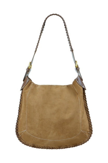 Tan Faux Suede Stitching Detail Bag