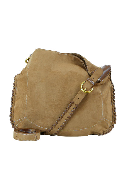 Tan Faux Suede Stitching Detail Bag