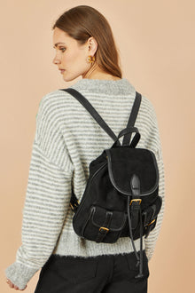 Black Faux Suede Pocket Rucksack