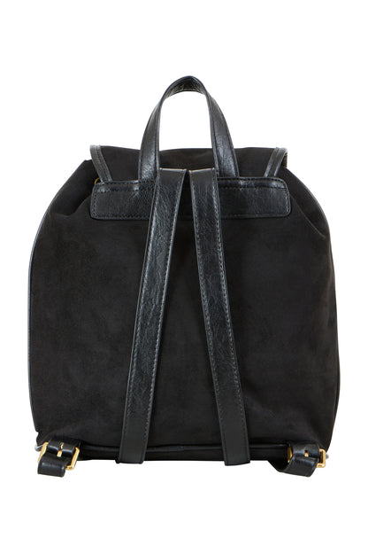 Black Faux Suede Pocket Rucksack