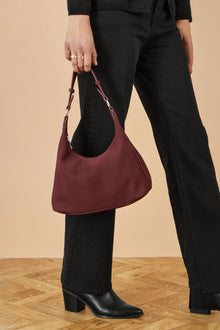 Burgundy Shoulder Bag With Buckle Strap