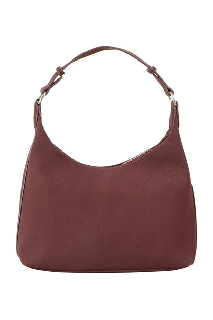 Burgundy Shoulder Bag With Buckle Strap