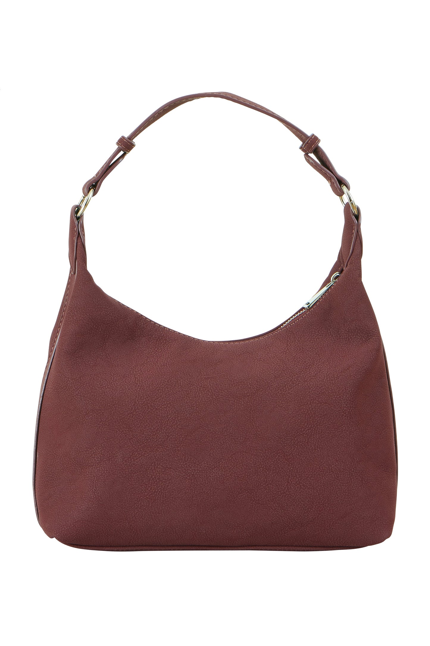 Burgundy Shoulder Bag With Buckle Strap