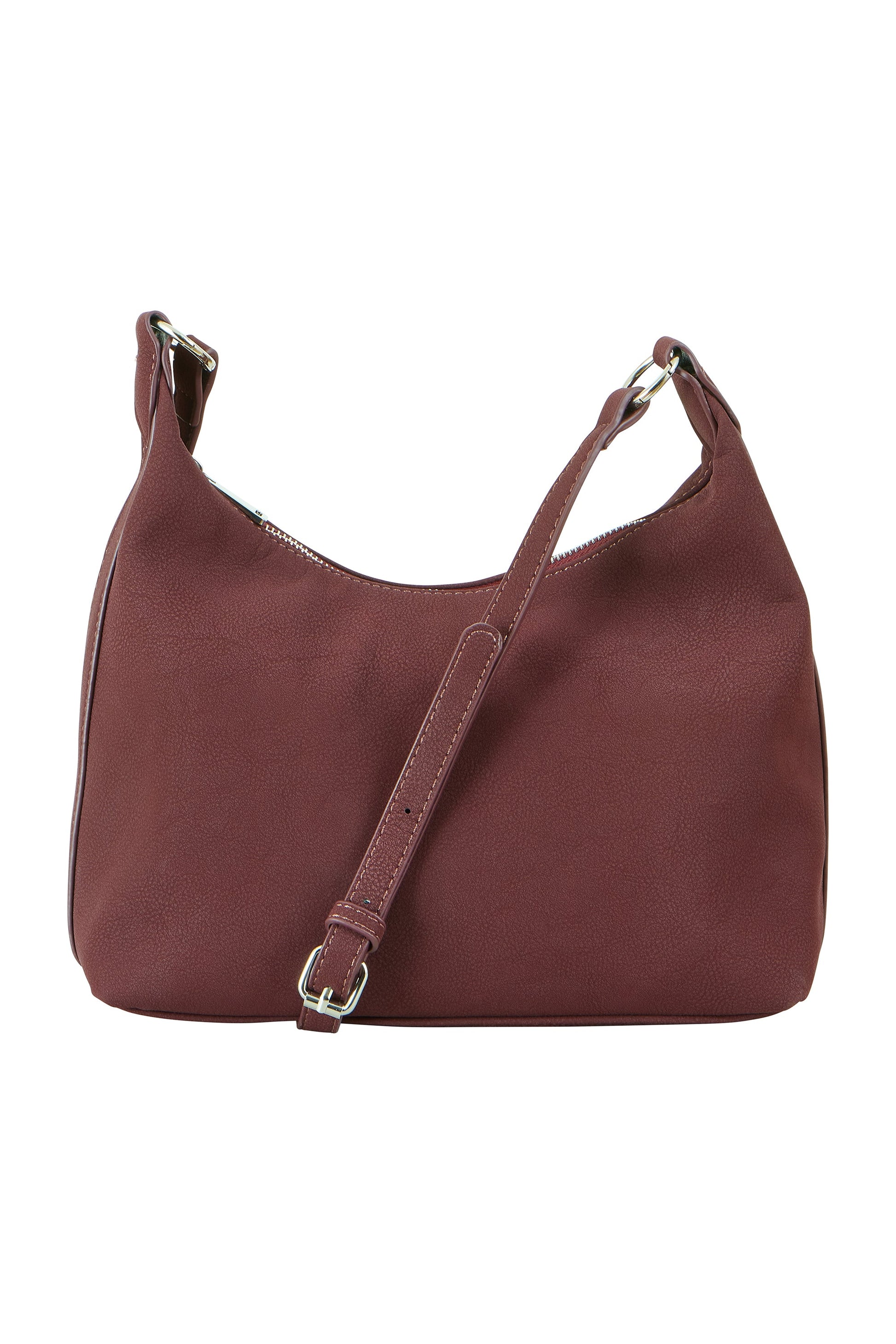 Burgundy Shoulder Bag With Buckle Strap