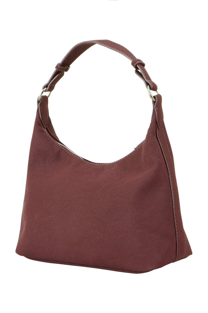 Burgundy Shoulder Bag With Buckle Strap