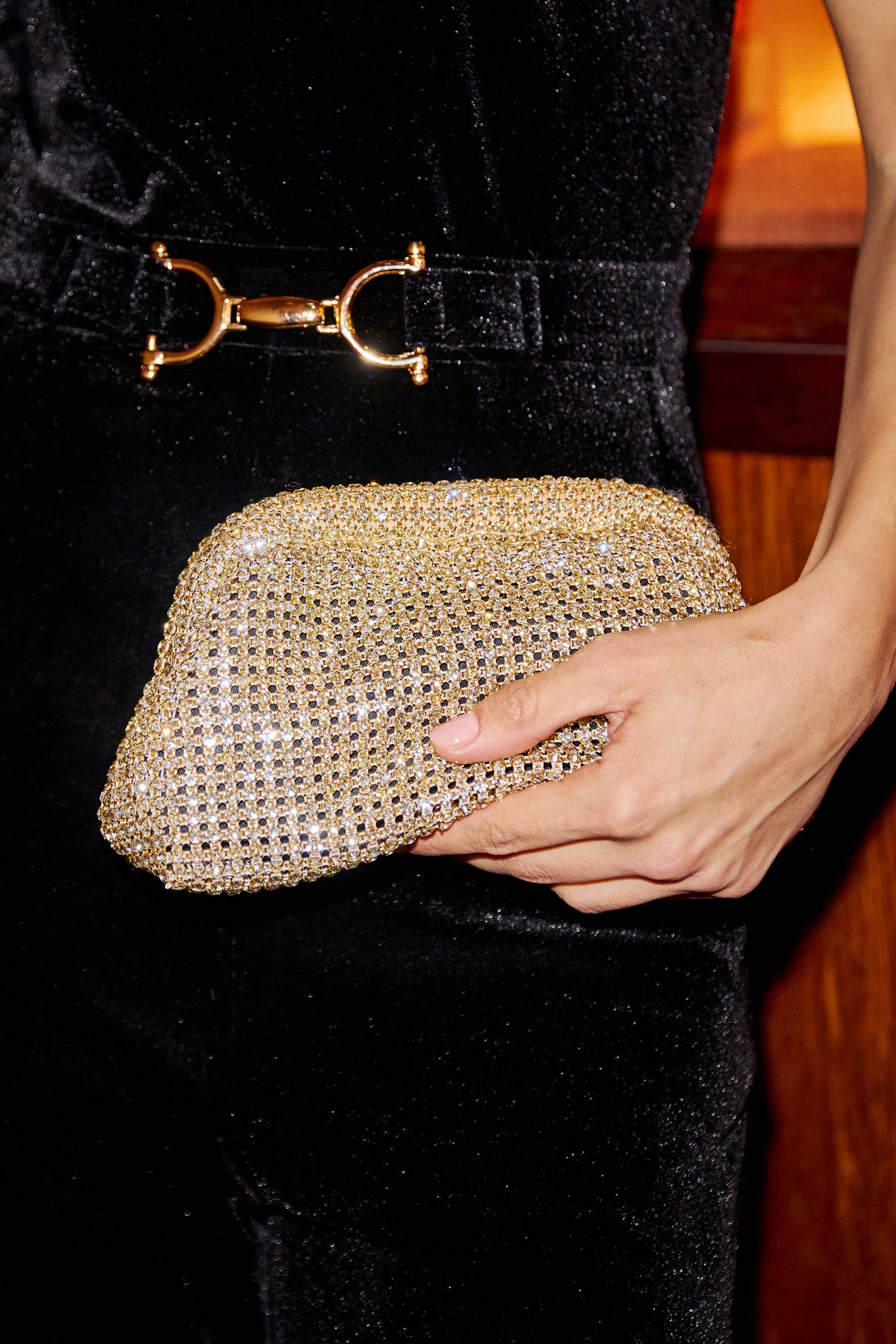 Gold Rhinestone Clutch Bag