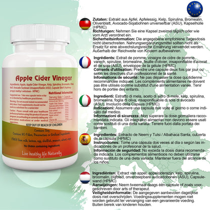 Apple Cider Vinegar Capsule with Kelp, Spirulina, Bromelain, Olive Leaf