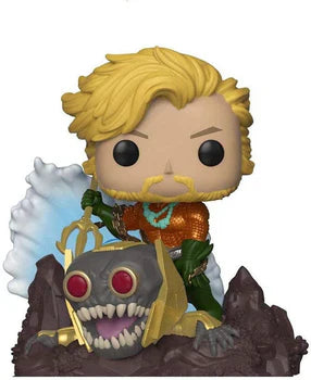 Funko Pop! vinyl figure of a character with blonde hair and a beard, standing next to a creature with red eyes on a white background.