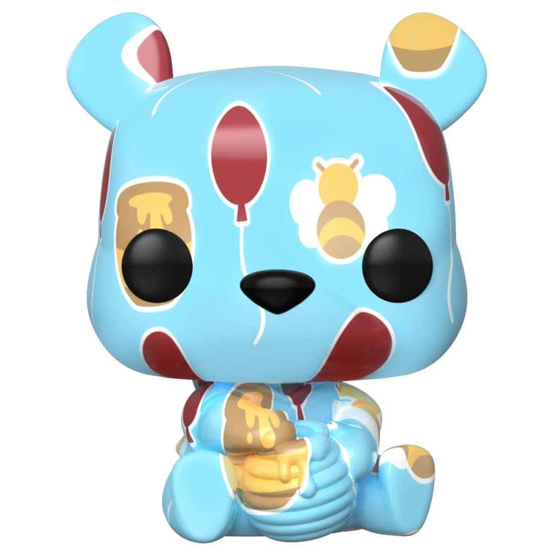 Colorful cartoon bear figurine with ice cream on a white background