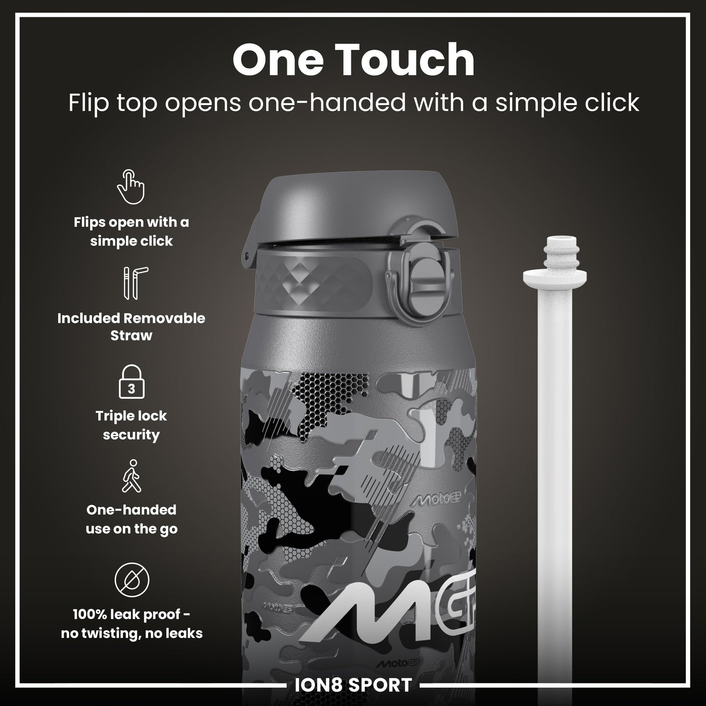 MotoGP Insulated Steel Water Bottle, MotoGP Camouflage, 750ml (24oz)