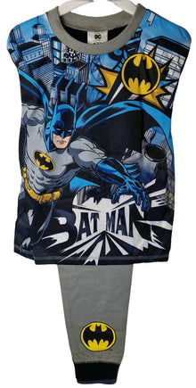 Batman-themed children's outfit with tank top and pants on a white background