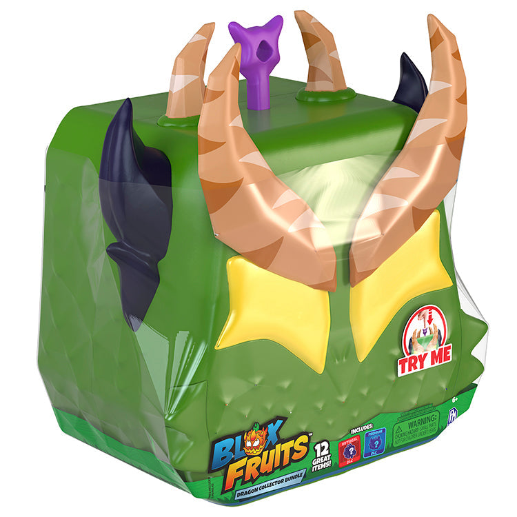 Toy fruit with animal-like features in a green packaging, featuring the 'Blux Fruits' brand.