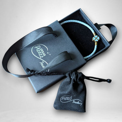 Baby Blue Clover Leaf Charm Bracelet