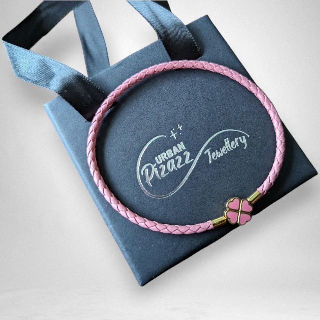 Baby Pink Clover Leaf Charm Bracelet