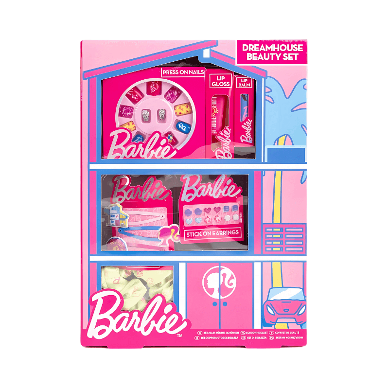 Barbie Dreamhouse Beauty Set packaging on a white background