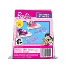 Barbie Shimmer Stamper packaging with pink and purple design on a white background