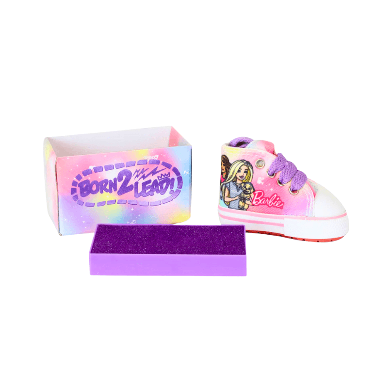 Barbie sneaker with matching box on a white background