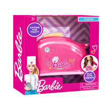 Barbie toaster toy in its packaging with pink and purple design