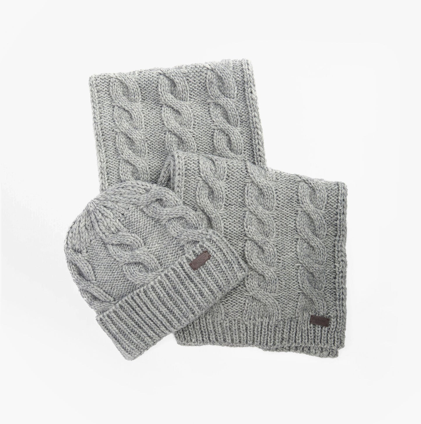 Barbour Jesmond Beanie and Scarf Gift Set Mens Mid Grey
