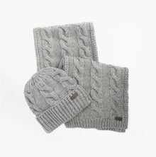 Barbour Jesmond Beanie and Scarf Gift Set Mens Mid Grey